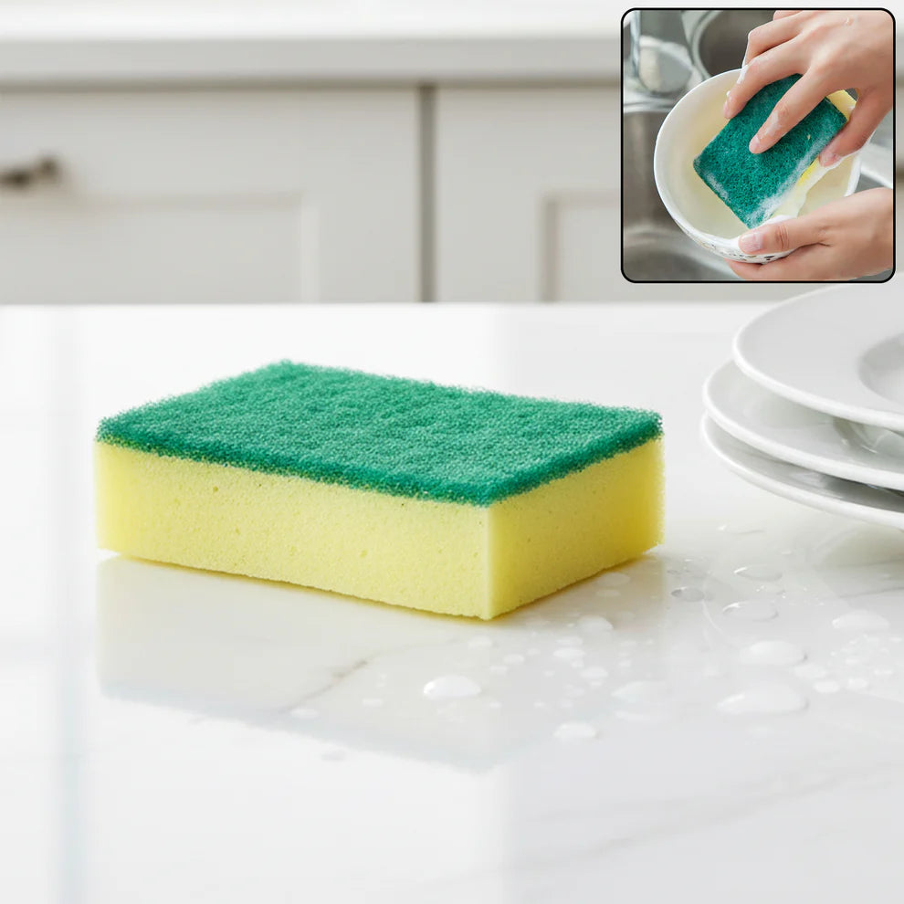 Multi-purpose Medium 2 In 1 Color Scratch Scrub Sponges Sponge Wear Resistance Dish Washing Tool High Friction Resistance Furniture For Refrigerator Sofa For Kitchen Household (1 Pc)
