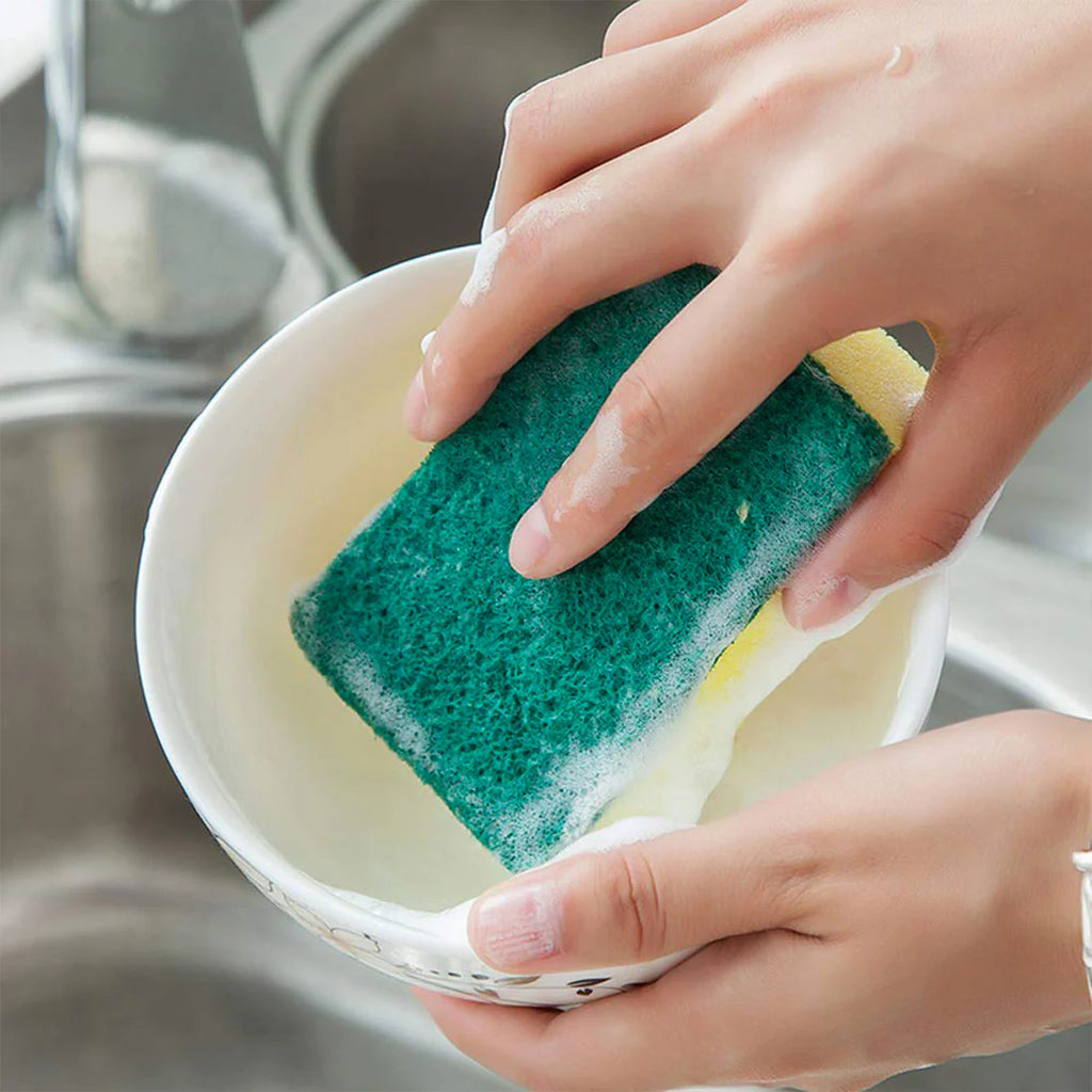 Multi-purpose Medium 2 In 1 Color Scratch Scrub Sponges Sponge Wear Resistance Dish Washing Tool High Friction Resistance Furniture For Refrigerator Sofa For Kitchen Household (1 Pc)