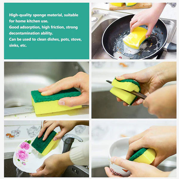 Multi-purpose Medium 2 In 1 Color Scratch Scrub Sponges Sponge Wear Resistance Dish Washing Tool High Friction Resistance Furniture For Refrigerator Sofa For Kitchen Household (1 Pc)