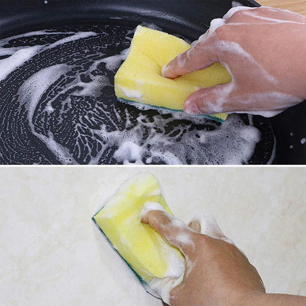 Multi-purpose Medium 2 In 1 Color Scratch Scrub Sponges Sponge Wear Resistance Dish Washing Tool High Friction Resistance Furniture For Refrigerator Sofa For Kitchen Household (1 Pc)