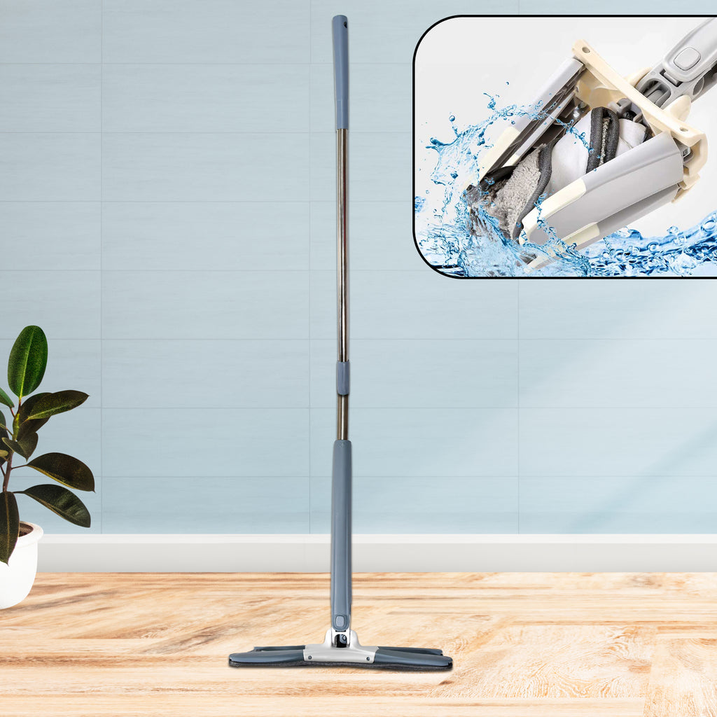 4874 X Shape Mop Or Floor Cleaning Hands-free Squeeze Microfiber Flat Mop System 360 Flexible Head Wet And Dry Mop For Home Kitchen With 1 Super-absorbent Microfiber Pads.