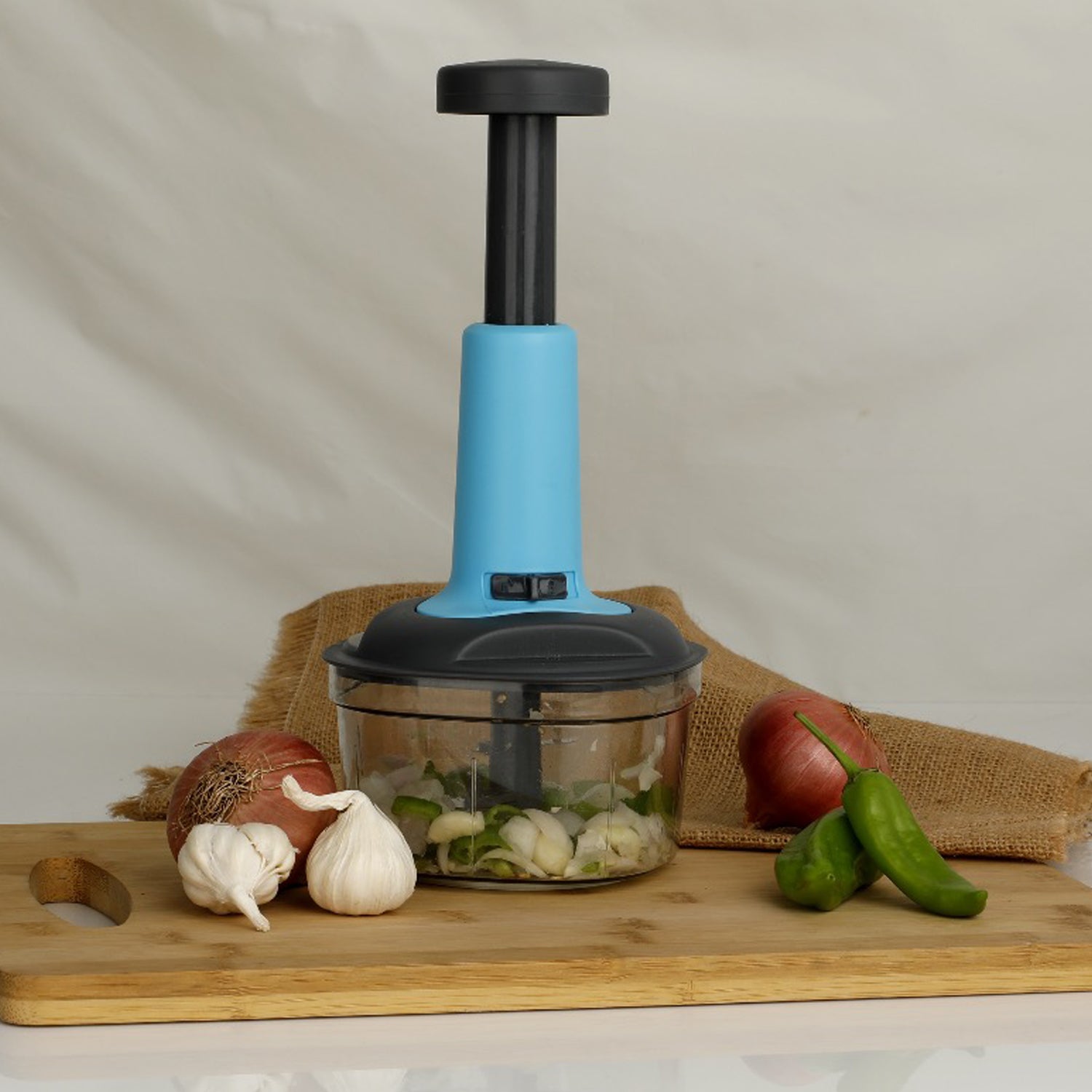 5902 Push Chopper Manual Food Chopper And Hand Push Vegetable Chopper Cutter Mixer Set For Kitchen With 3 Stainless Steel Blade.