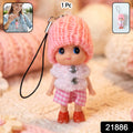 Cute Mini Doll Keychain Soft Knitted Cap Girl Charm Keyring (1 Pc  Mix Color)