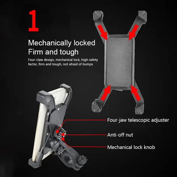 Bike Accessories Anti Shake & Stable Cradle Clamp Universal Bike/Motorcycle/Bicycle Handlebar Mount Rotation Phone Mount/Phone Holder Hands | Premium, Durable, Compact, Organizer