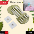 7728 Plastic 7-in-1 Multifunction Retractable Wall-mounted Pull-out Hanger Rack Without Punching Hooks Up For Kitchen Bathroom