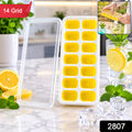 14 Cavity Ice Cube Tray With Lid Easy Release Ice Mold For Fridge Freezer (1 Pc)