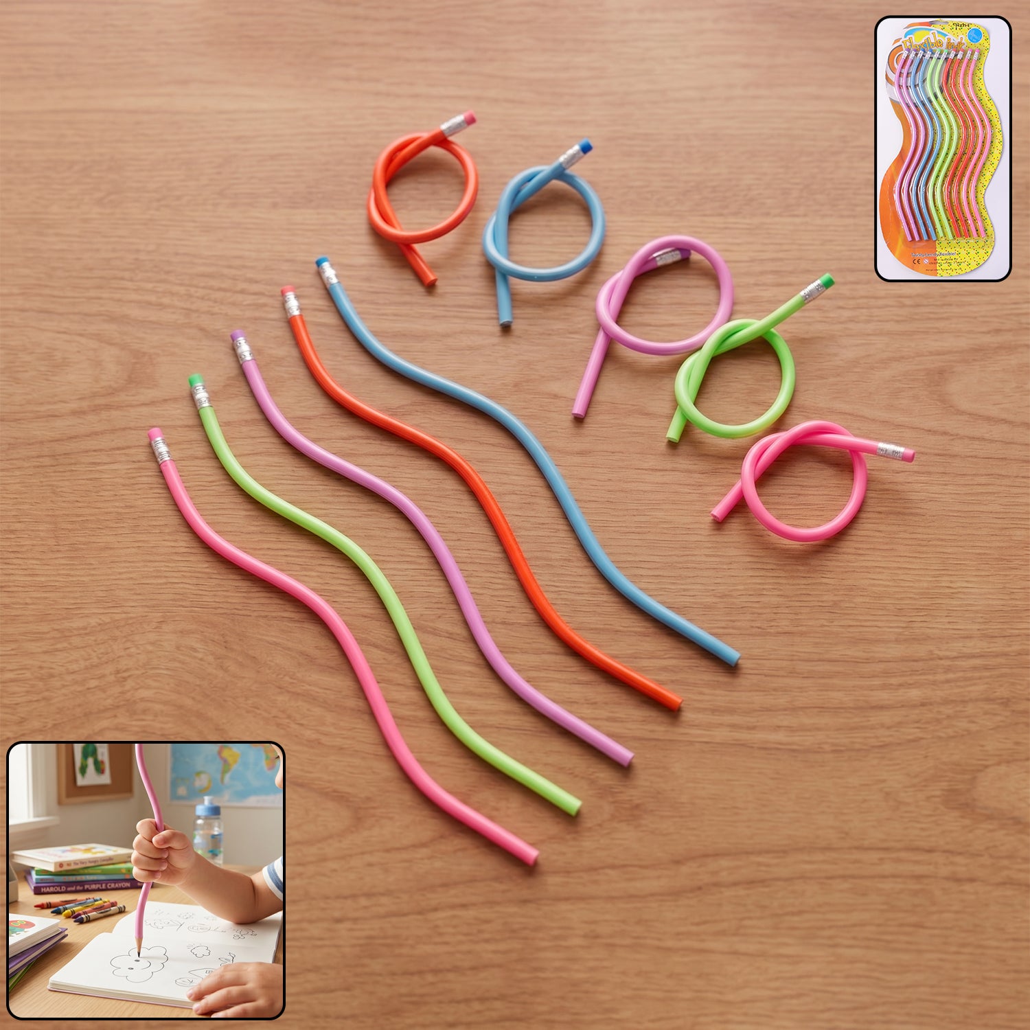 Flexible Bendy Soft Pencils With Eraser  10 Pc