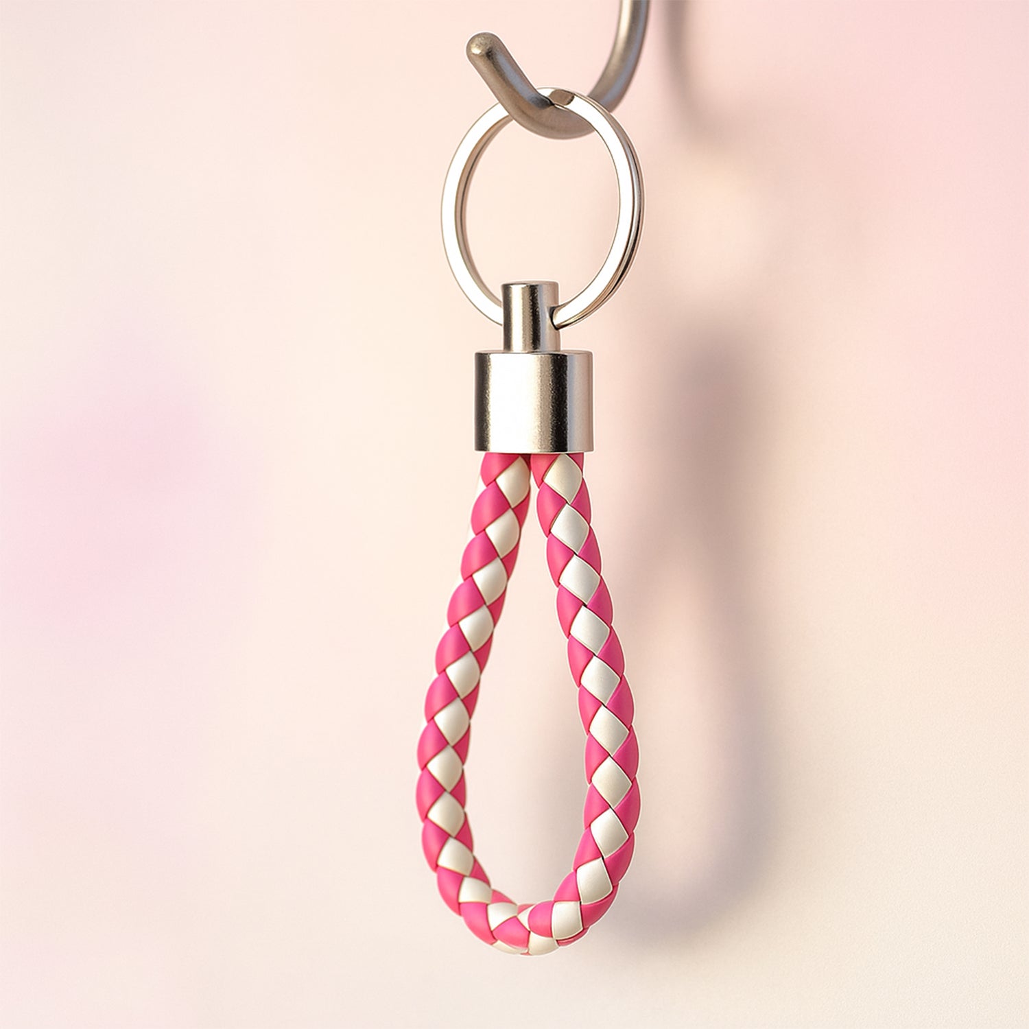 Leather Style Keychain With Metal Ring - (1 Pc)