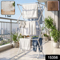 3 Tier Folding Clothes Drying Rack Laundry Cloth Dryer Stand For Balcony (1 Set)