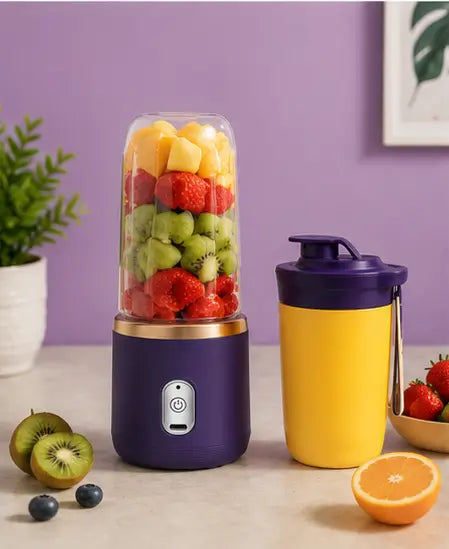 Portable USB Rechargeable Juicer Blender – 6 Blade Mini Mixer Grinder & Smoothie Maker | 500ml Personal Fruit Juice Blender