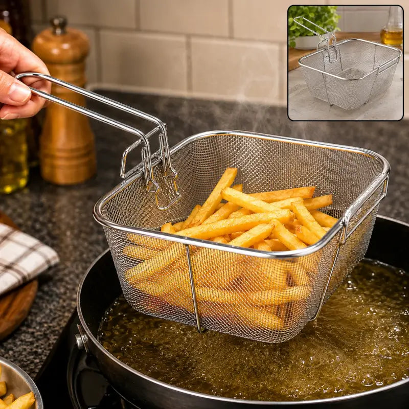 Deep Fryer Basket – Stainless Steel with Long Handle