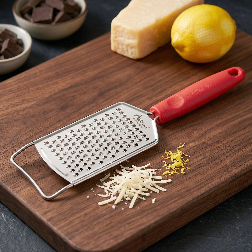 Ss Handheld Cheese Grater With Plastic Handle For Vegetable And Lemon Zest (1 Pc)