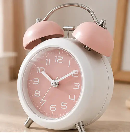 Vintage Twin Bell Metal Alarm Clock with Night LED Display – Retro Table Clock