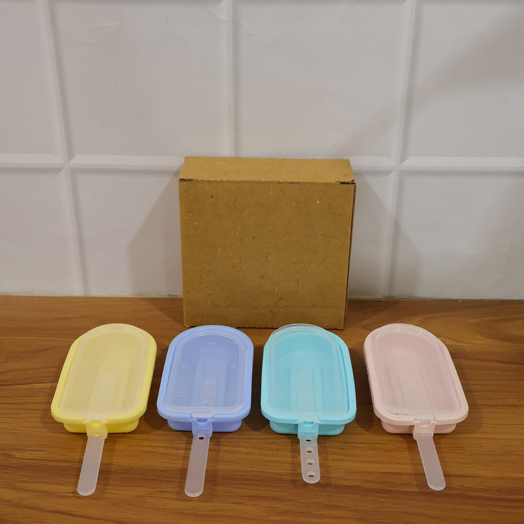 Premium Silicone Ice Cream Popsicle Mold Set 4 Pc