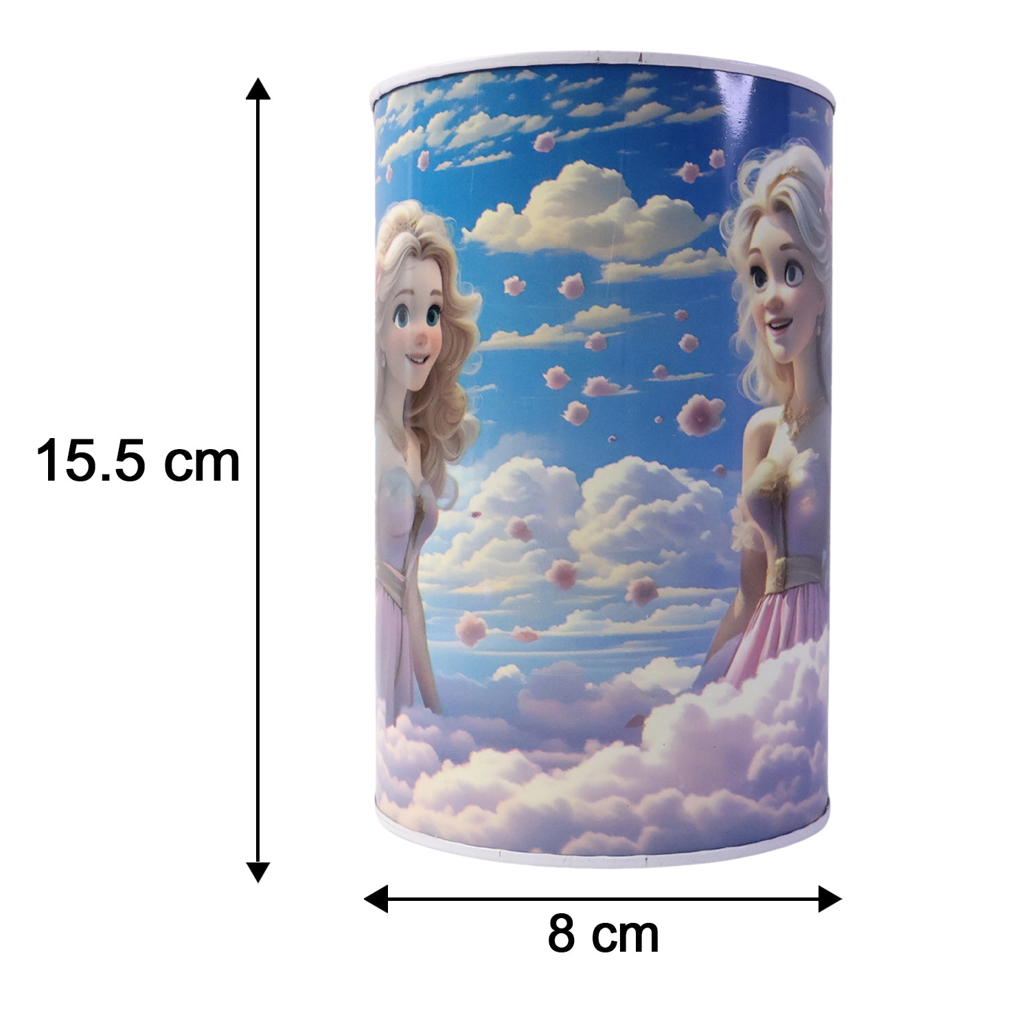Cartoon Printed Metal Coin Saving Box  1 Pc Cute Princess Design Money Bank For Kids