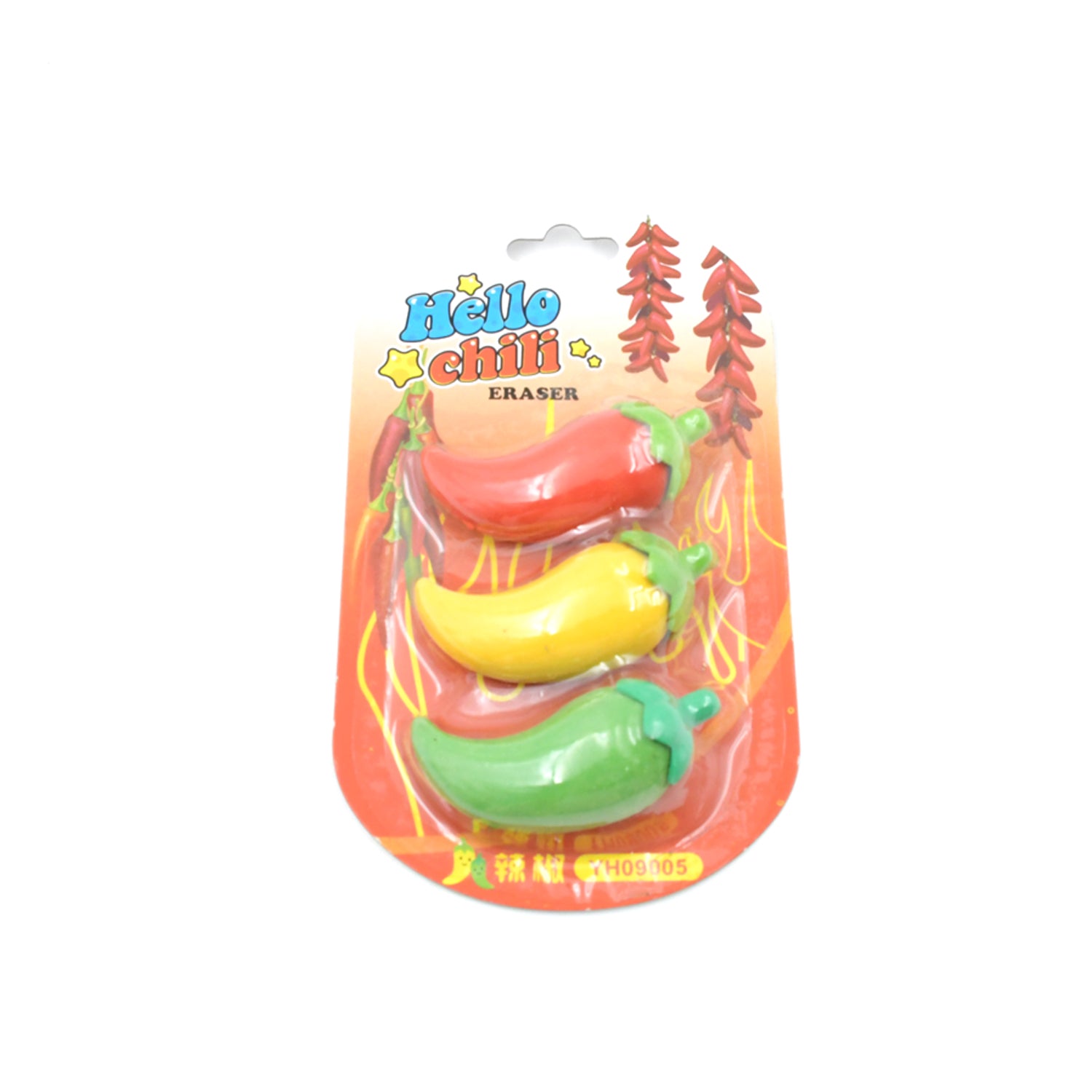4626 3d Fancy  Stylish Colorful Chili Shape Erasers Mini Eraser Creative Cute Novelty Eraser For Children Eraser Set For Return Gift Birthday Party School Prize (3 Pc Set)