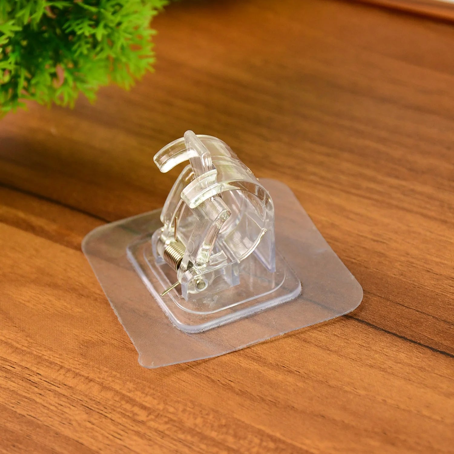 Transparent Spring Clip Adhesive Wall Holder Hook (1 Pc)