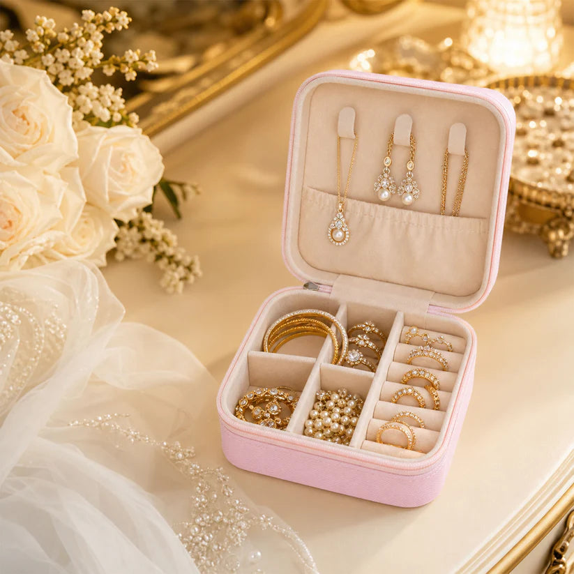 Jewellery Box For Women Mini Portable Jewelry Box Organiserpu Leather Jewlerrying Display Holder Small Travel Jewellery Box For Girls Women Mother Daughte Travel Ring Pendant Earring Necklace Storage Case