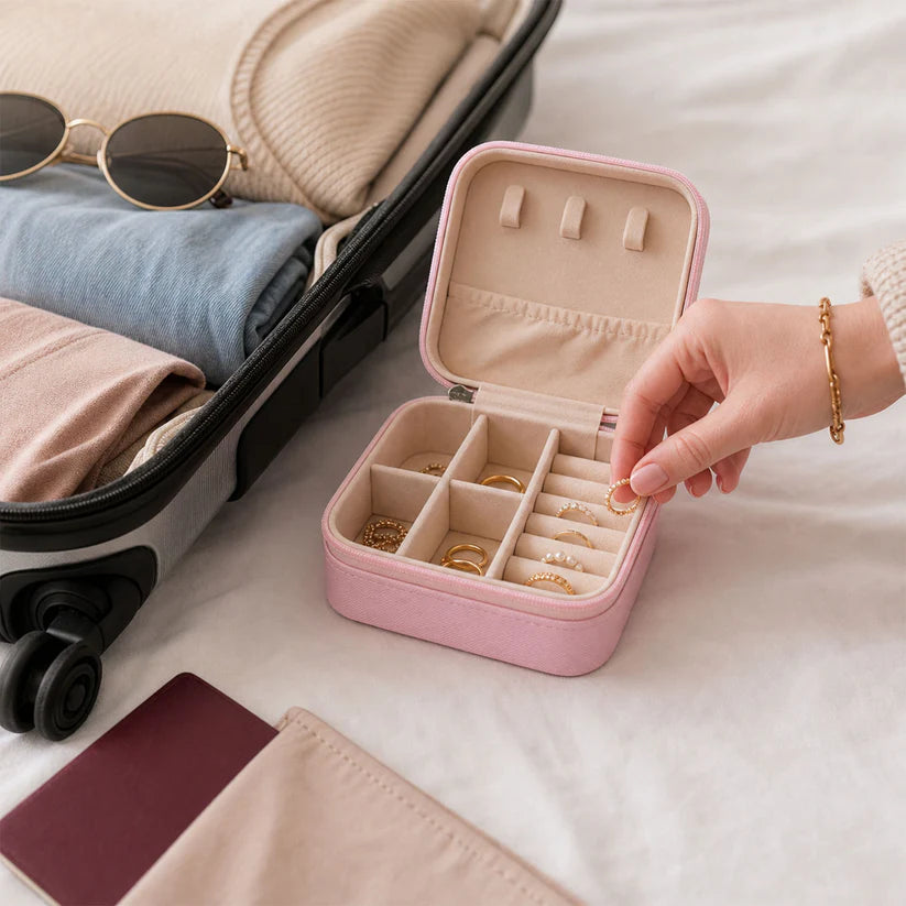 Jewellery Box For Women Mini Portable Jewelry Box Organiserpu Leather Jewlerrying Display Holder Small Travel Jewellery Box For Girls Women Mother Daughte Travel Ring Pendant Earring Necklace Storage Case