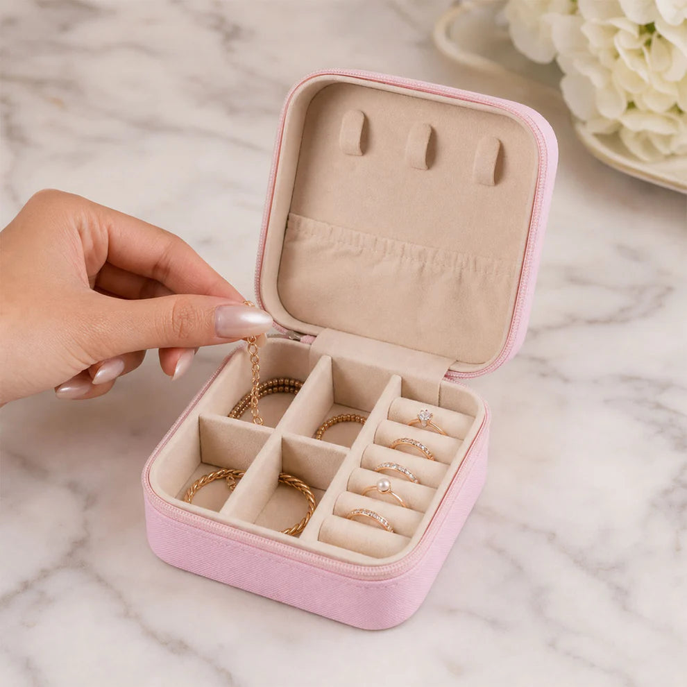 Jewellery Box For Women Mini Portable Jewelry Box Organiserpu Leather Jewlerrying Display Holder Small Travel Jewellery Box For Girls Women Mother Daughte Travel Ring Pendant Earring Necklace Storage Case