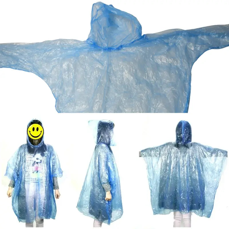 Disposable Raincoat for Kids with Hood and Attachable Round Case, Clear Plastic Raincoats for Emergency, Girls, Boys Disposable Emergency Ball Raincoat For Traveling and Outdoor Activities (1