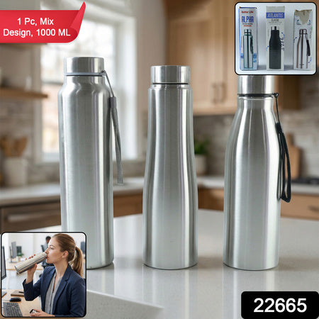 Premium Stainless Steel Water Bottle 1000 Ml (1 Pc 1000ml Approx Mix Design)