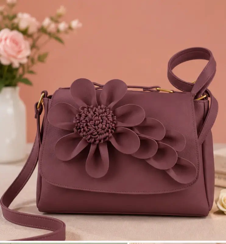 Women's PU Leather Sling Bag – Stylish Crossbody Shoulder Bag with 2 Compartments for Daily Use