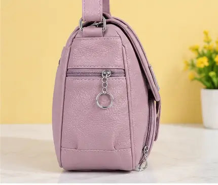 Women's Textured Leatherette Handbag – Stylish Shoulder Tote Bag with 4 Compartments for Office, Shopping & Daily Use