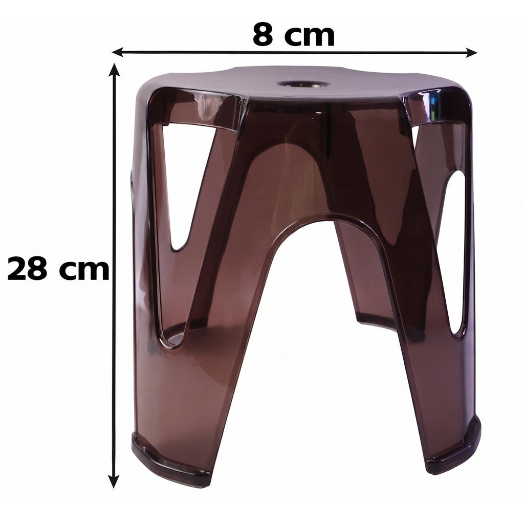 Transparent Plastic Sitting Stool 28x26cm Strong Indoor Outdoor Seat (4 Pc Set)