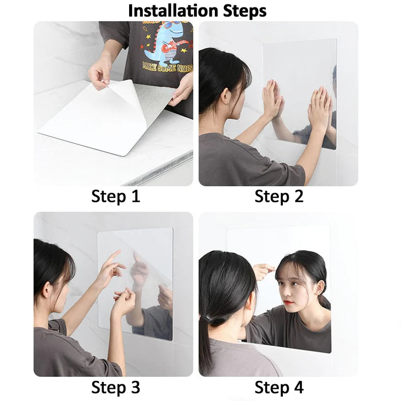 9198 Small Oval Frame Less Mirror Wall Sticker For Dressing