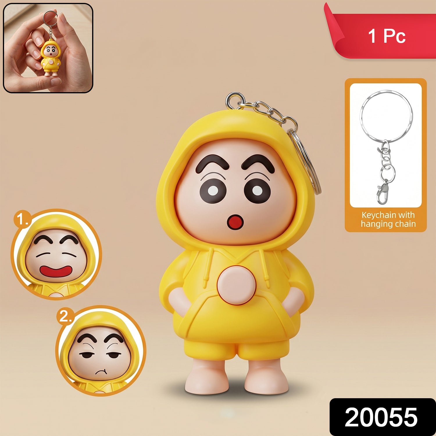 Cute Face Changing Doll Keychain Toy (1 Pc)