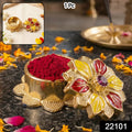 Decorative Golden Kankavati Kumkum Box Traditional Sindoor Holder Pooja (1 Pc)