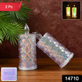 Decorative Led Candle Lights With Holographic Finish (2 Pc  Set)