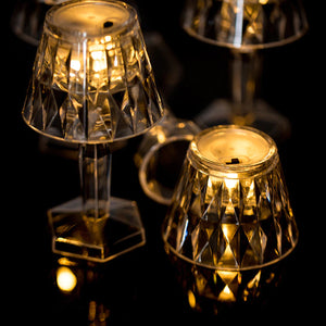 2in1 Transparent Mini Crystal Table Lamp With Reflection Light (3 Pc)