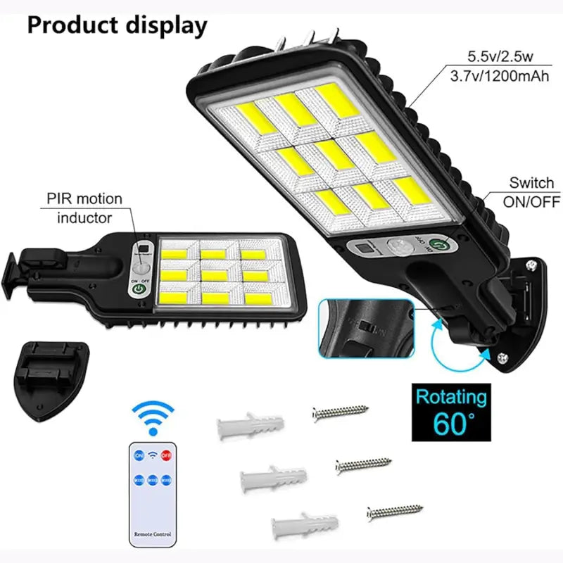 High-Power Solar LED Street Light with Motion Sensor & Remote Control