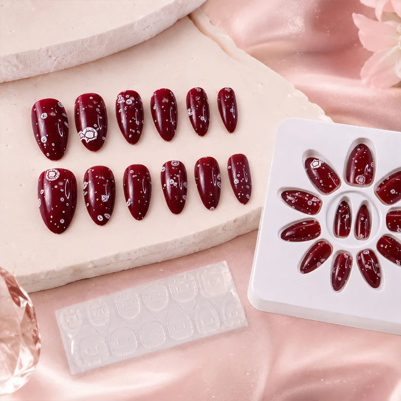 Premium Artificial False Nail Set With Mix Design - (Set)