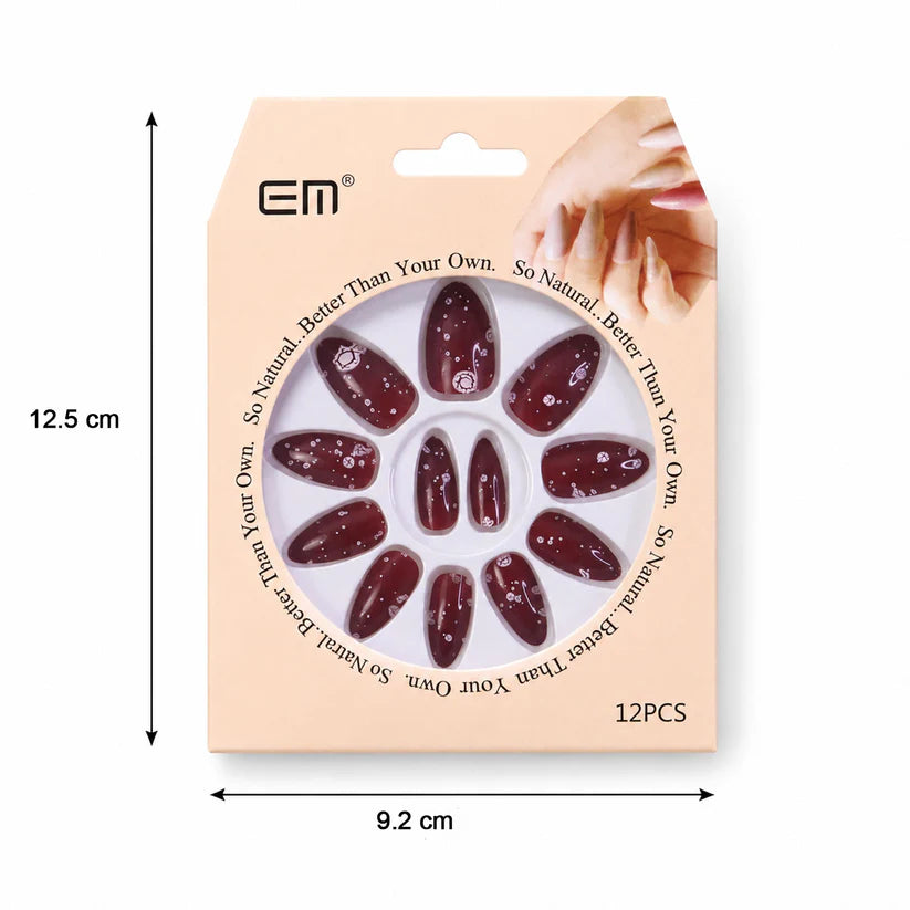 Premium Artificial False Nail Set With Mix Design - (Set)