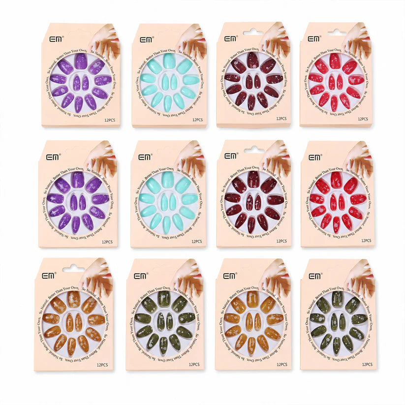 Premium Artificial False Nail Set With Mix Design - (Set)