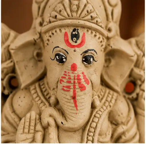 4 Inch Eco-Friendly Ganpati Murti, Matti Ganesha Idol, Biodegradable Ganesh Statue for Ganpati Pooja & Visarjan