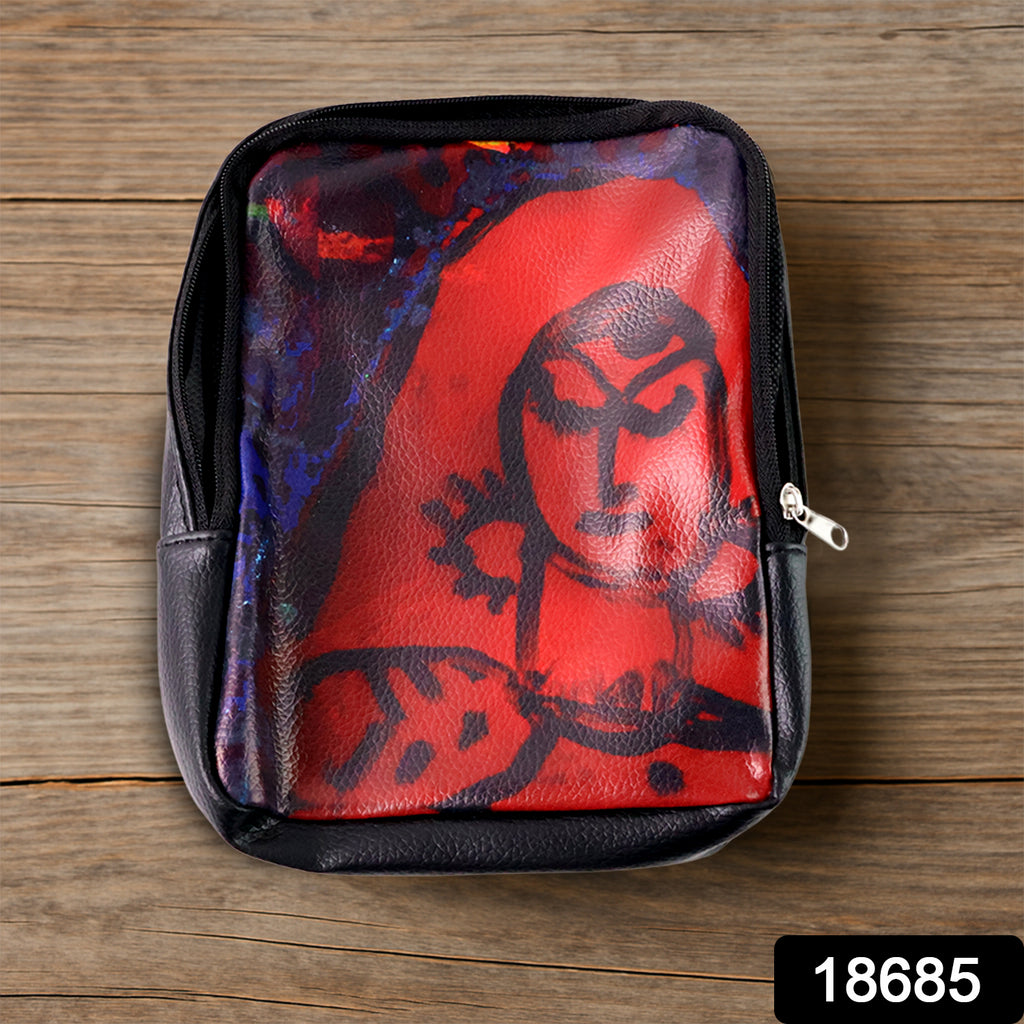 Handcrafted Multipurpose Zipper Pouch With Traditional Art Print (1 Pc)