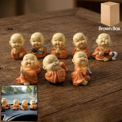 Adorable Mini Monk Buddha Idol Set (8 Pc)