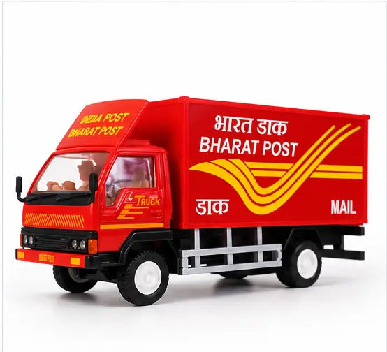 Panther Post Office Bharat Post Truck Toy with 2 Openable Tail Doors, Pull Back Action