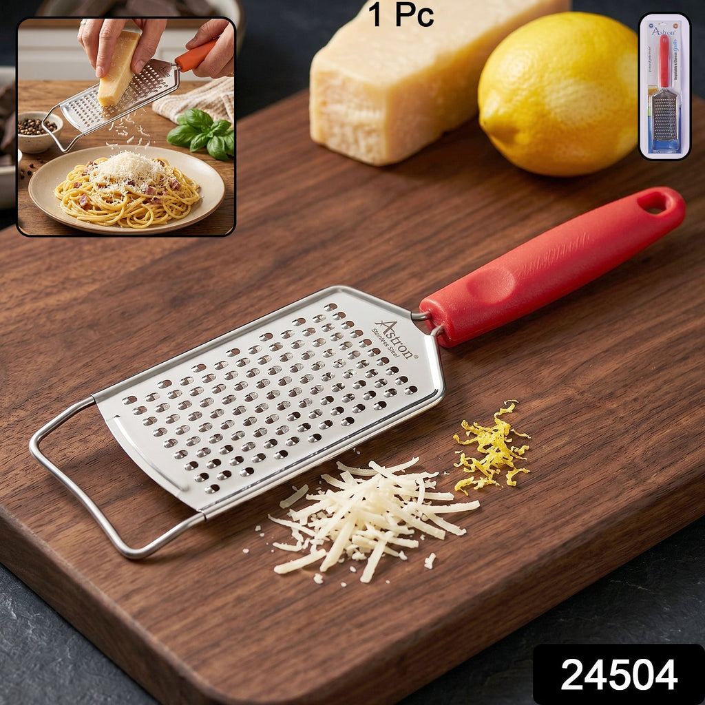 Ss Handheld Cheese Grater With Plastic Handle For Vegetable And Lemon Zest (1 Pc)