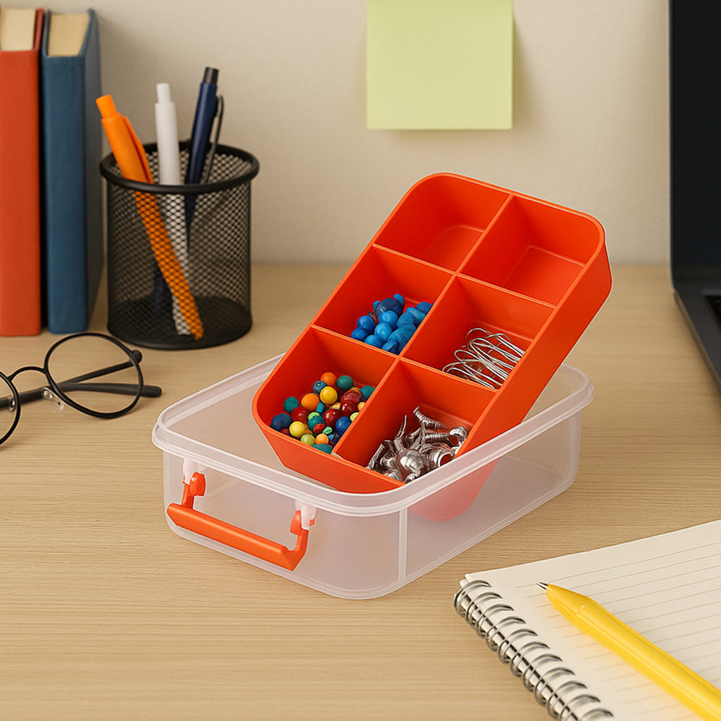 3-layer Multi-purpose Transparent Plastic Storage Carry Box With Handle