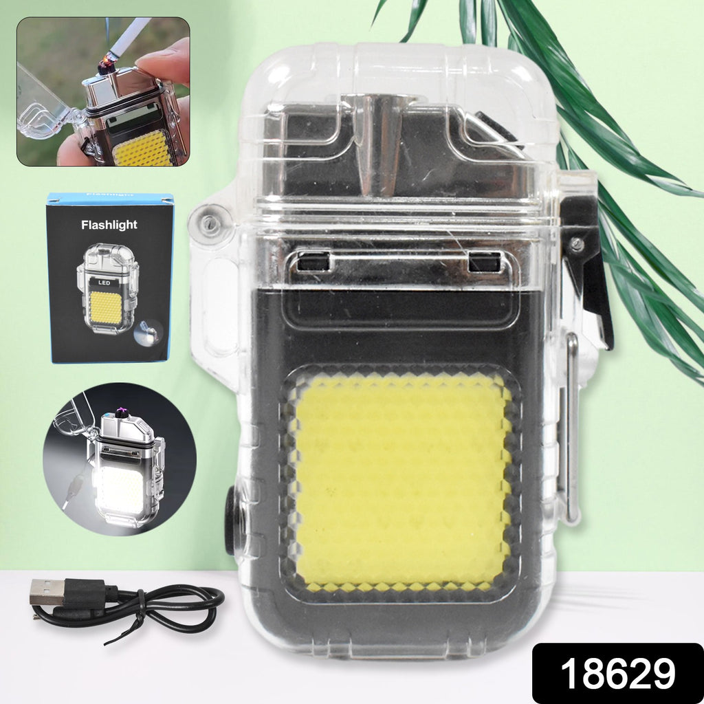 Usb Rechargeable Electric Lighter  3 Modes Cob Flashlight (1 Pc)