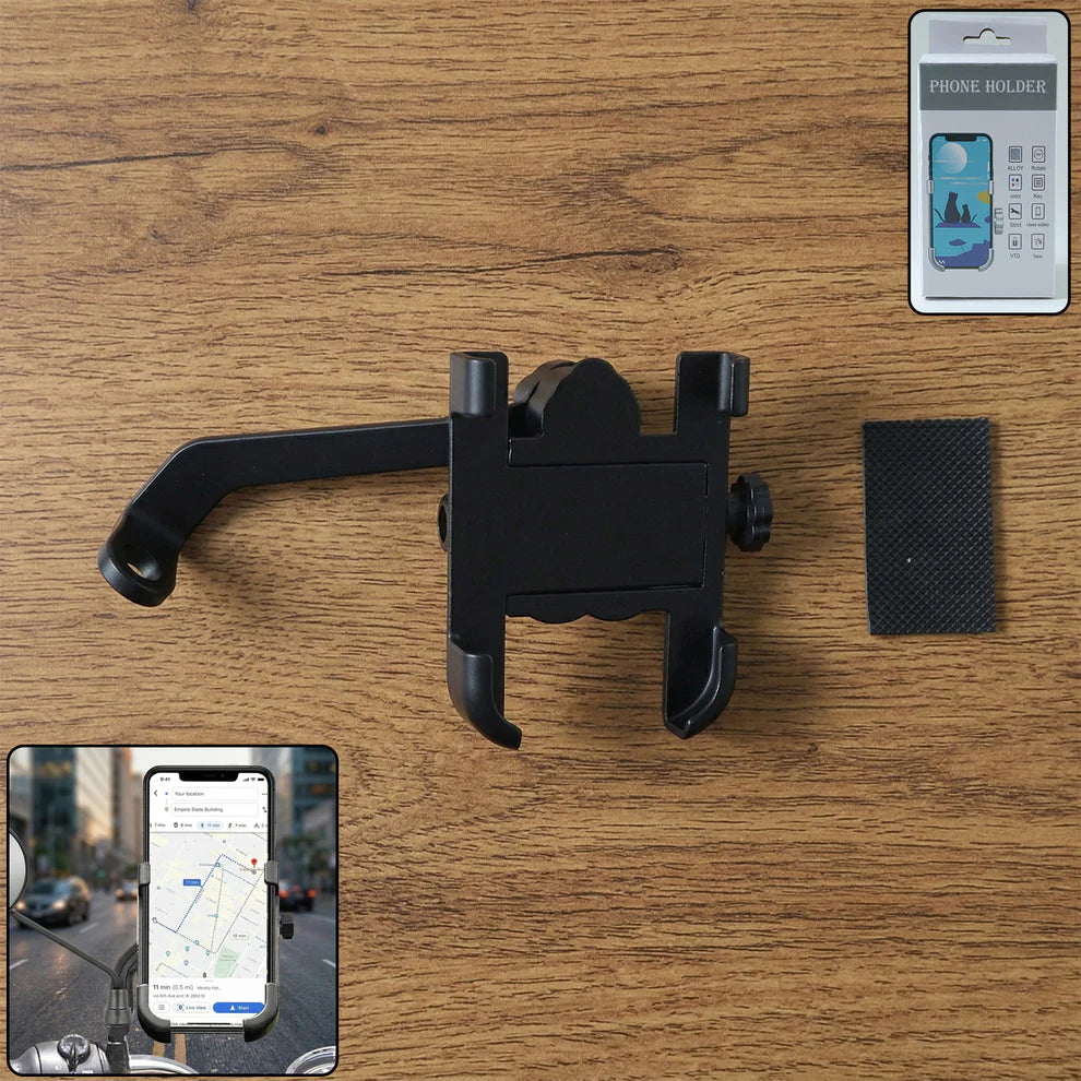 Mobile Phone Holder With Easy Adjustable Rear View Mirror Mount Solid Metal Cradle Stand Suitable For Bike  Mobile Phones - 6706