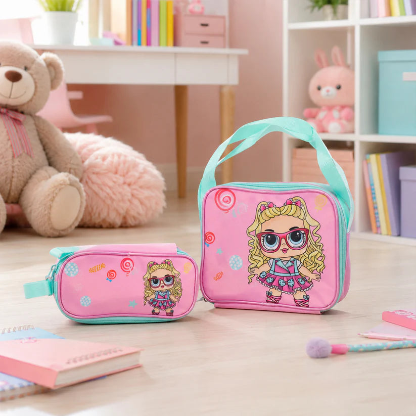 5 In 1 School Bag Includes Lunch Bag 14 Inch School Bags Water Bottle  Pencil Case In Box Packing (1 Set  Mix Color))