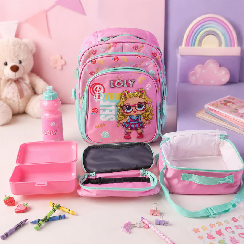 5 In 1 School Bag Includes Lunch Bag 14 Inch School Bags Water Bottle  Pencil Case In Box Packing (1 Set  Mix Color))