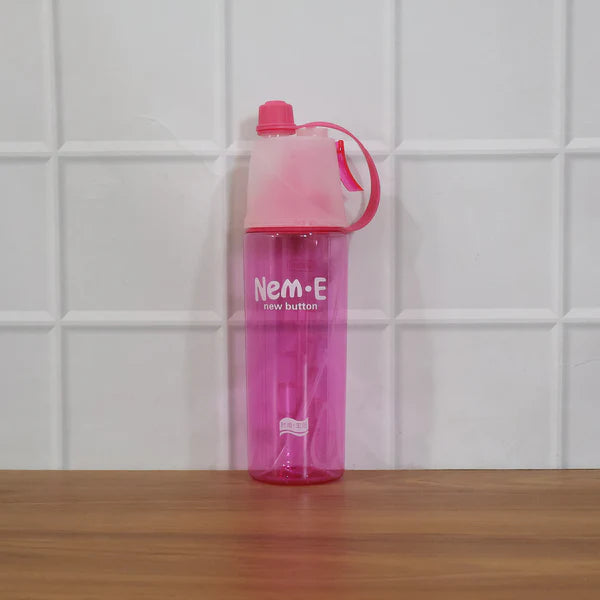 Plastic Dual Function Sports Water Bottle With Built-in Mist Spray And Leakproof Cap (600ml  1 Pc)