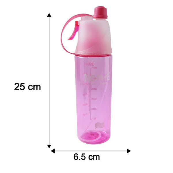 Plastic Dual Function Sports Water Bottle With Built-in Mist Spray And Leakproof Cap (600ml  1 Pc)